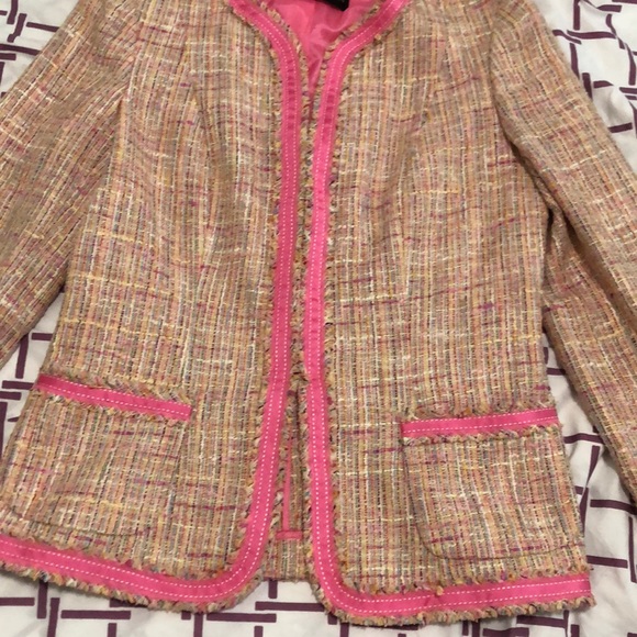 Dana Bachman Pink Multi Color Tweed Blazer Women’s Size 6 - Picture 3 of 11